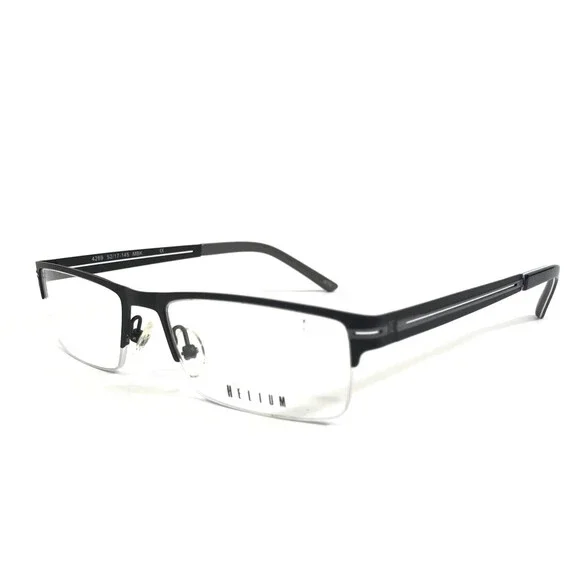 Helium Eyeglasses Frames 4289 MBK Matte Black Rectangle Half Rim 52-17-145