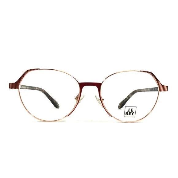 J.F. Rey Petite Eyeglasses Frames PM086 5530 Gray Rose Gold Burgundy 47-16-140