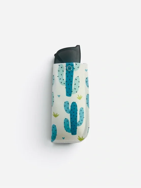 Cactus Print Sunglasses Case in Teal and White