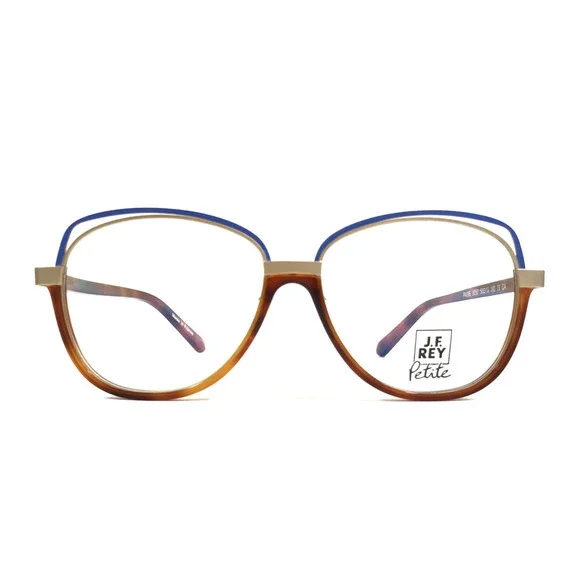 J. F. Rey Petite Eyeglasses Frames PA096 9050 Brown Tortoise Gold Blue 50-13-140