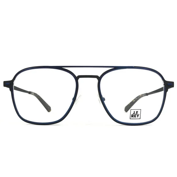J. F. Rey Eyeglasses Frames JF3058 0828 Black Blue Aviator Full Rim 56-19-145