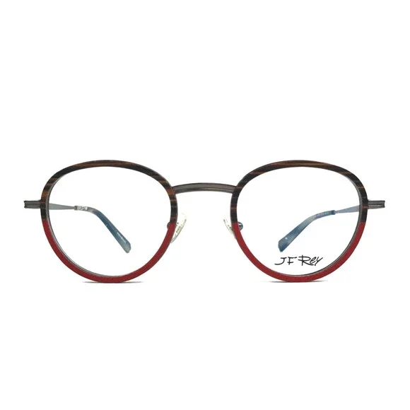 J. F. Rey Eyeglasses Frames JF2860 0330 Striped Brown Red Gray Round 47-22-145