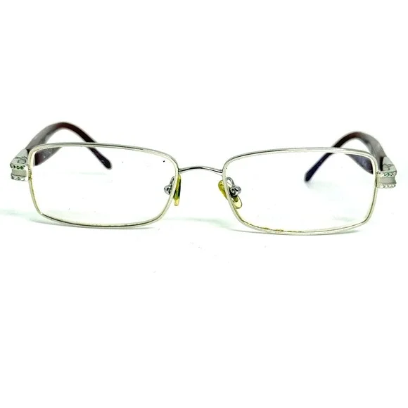 Tiffany & Co TF 1003 B Silver Burgundy Rhinestone Roman Numeral Eyeglasses 51-16