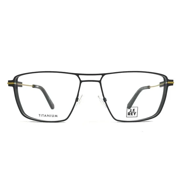 J. F. Rey Eyeglasses Frame JF3053 0850 Matte Black Yellow Titanium 54-16-145