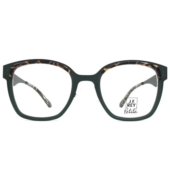 J. F. Rey Petite Eyeglasses Frames PM096 9247 Green Leopard Print 48-21-140