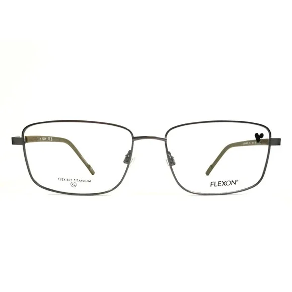 Flexon Eyeglasses Frames H6078 073 Matte Satin Gunmetal Green Wire Rim 56-17-145