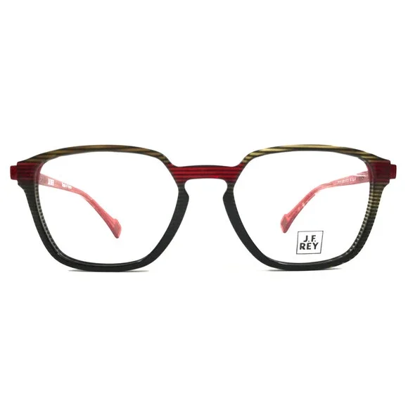 J. F. Rey Eyeglasses Frames JF1515 9030 Black Red Yellow Striped 51-18-145