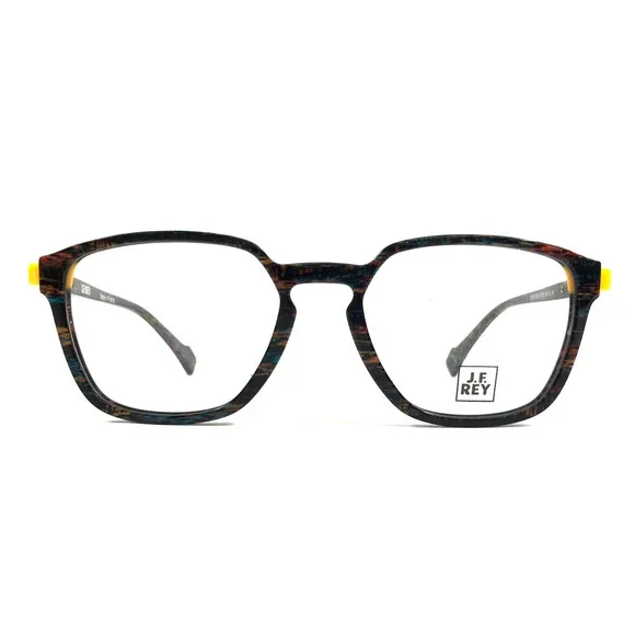 J. F. Rey Eyeglasses Frames JF1515 9255 Black Brown Yellow Full Rim 51-18-145