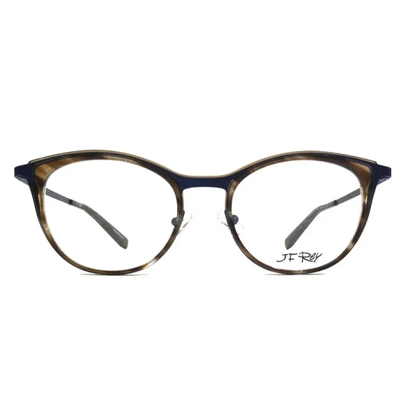 J. F. Rey Eyeglasses Frames JF2822 9065 Sparkly Brown Horn Blue 52-19-143
