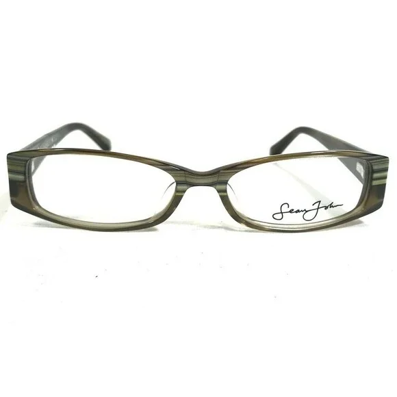 Sean John SJ2000 309 Eyeglasses Frames Green Horn Rectangular Full Rim 50-17-130