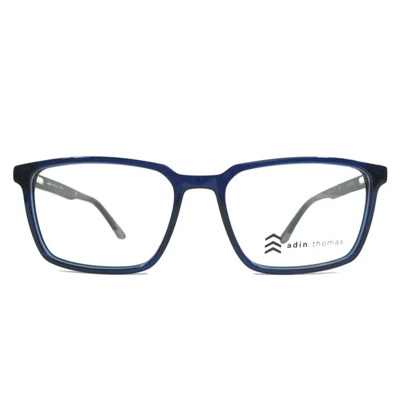 Adin Thomas Eyeglasses Frames AT-514 C3 Matte Navy Blue Gray Square 55-17-148