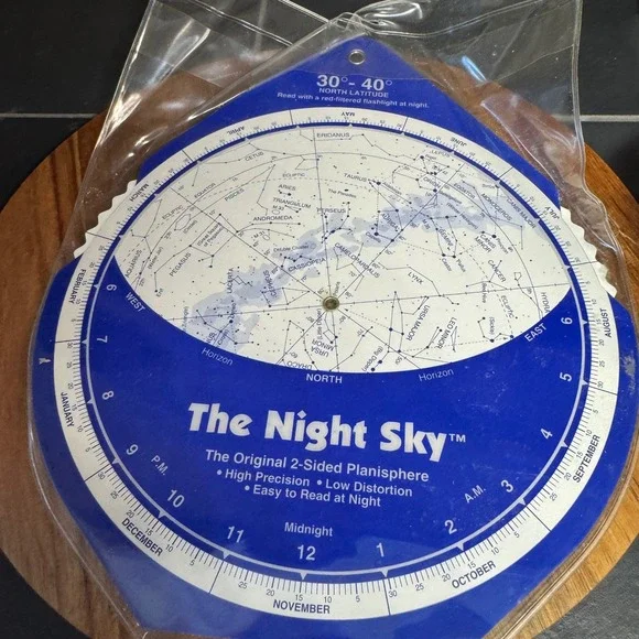 The Night Sky Original 2-Sided Planisphere 30-40 North Latitude Star Chart Map