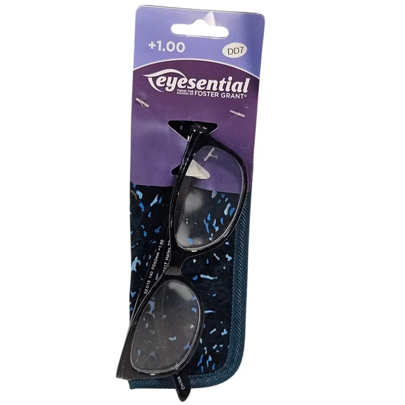 Eyesential by Foster Grant Reading Glasses +1.00 with Blue Case