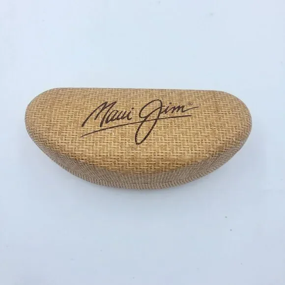 MAUI JIM BROWN CLAMSHELL HARD CASE - Felt Lined Security Sunglasses Eyewear Logo