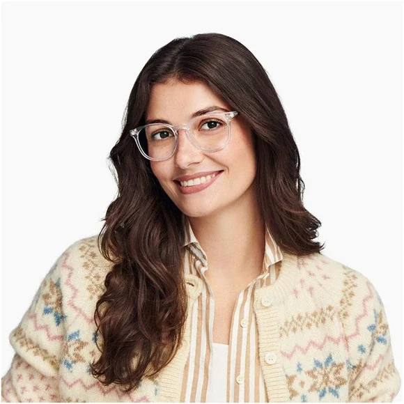 Warby Parker Eyeglasses Carlton Crystal‎ Clear Rectangular Optical Frame Unisex