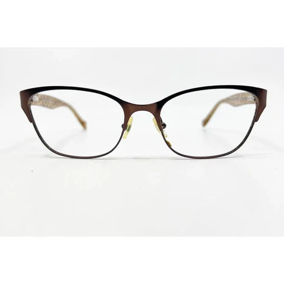 Lucky Brand Eyeglasses Womens Brown Leopard Print Cat Eye Frames 52-17-135
