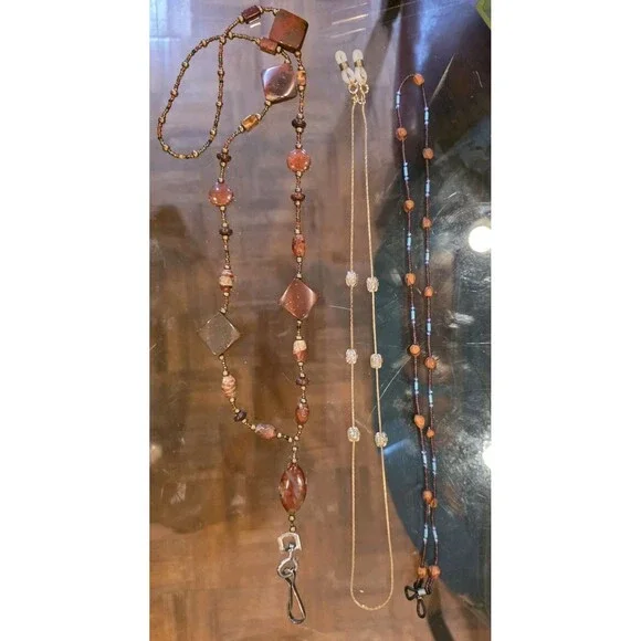 Beaded 3 PCS Eyeglass Chain Strap Holder Glasses Lanyard for Women