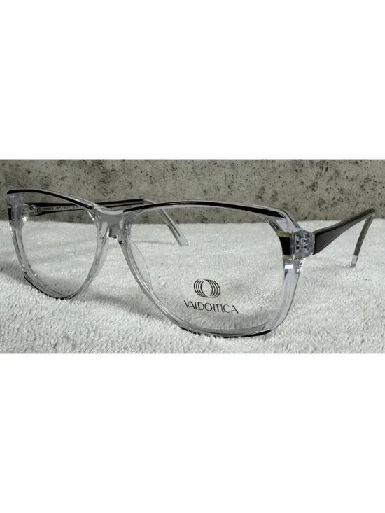Vintage VALDOTTICA Italy mod. 8964 004 Black Clear Square Eyeglasses 58-13-135