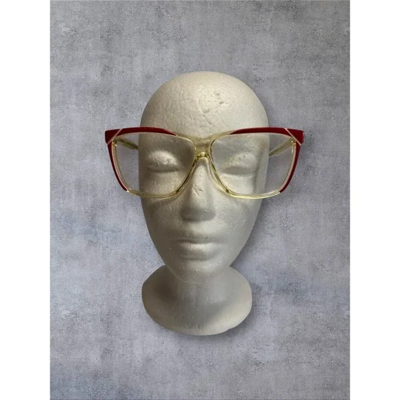 Fabrege Eyeglass FRAMES ONLY Women Red Clear Yellow Vintage Square 41