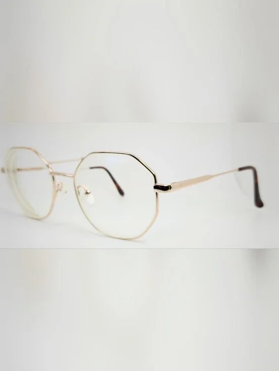 Astrial.  Shiney Gold Octagonal Women's Glasses Frame. Spring Hinge, Nose Pads.