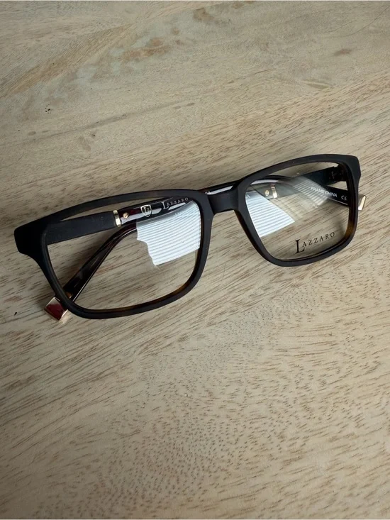 Lazzaro Black/Tortoiseshell Rectangle Eyeglass Frames New, Clear lens