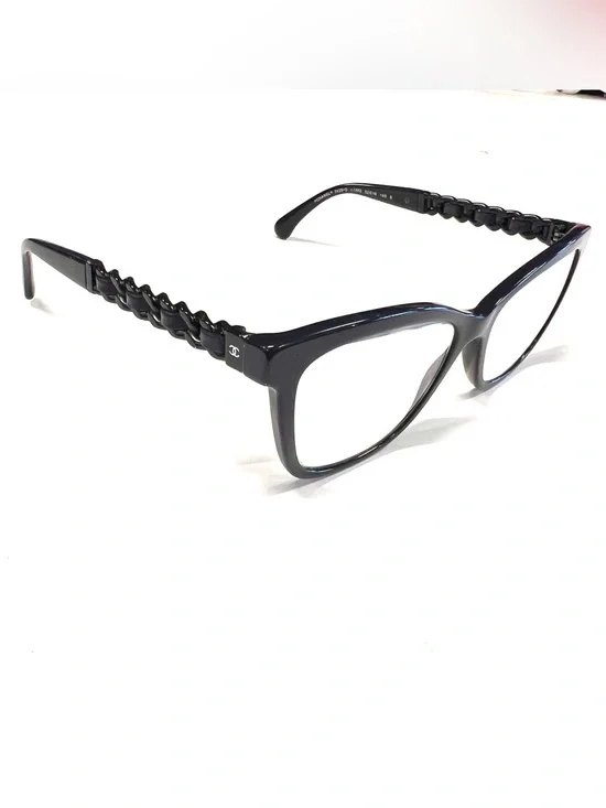Chanel Eyeglass Frame CH3429-Q Black 140-52-16 Chain & Leather