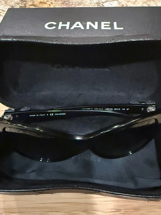 CHANEL CH 5281-QA 58mm Black Cat Eye Bow Polarized Sunglasses