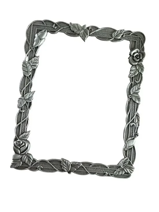 Metal Floral frame vintage art photo picture display framing silver Victorian
