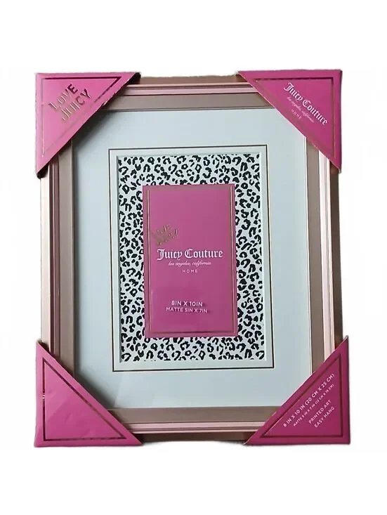 Juicy Couture Home Rose Gold Photo Frame with Leopard Print Matte 8x10 Inch NWT