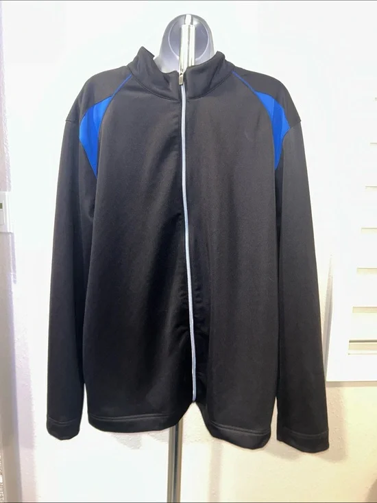 PGA Tour Black Jacket with Blue Shoulder Panels - Lightweight Zip