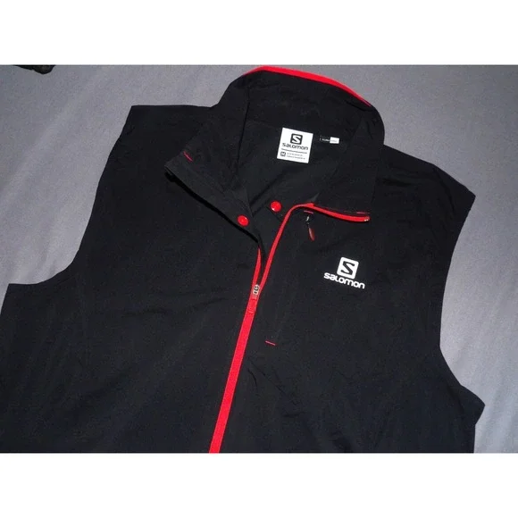 SALOMON‎ Clima WIND 100% Nylon Black Zip-Up Windbreaker Vest Jacket Men's Medium