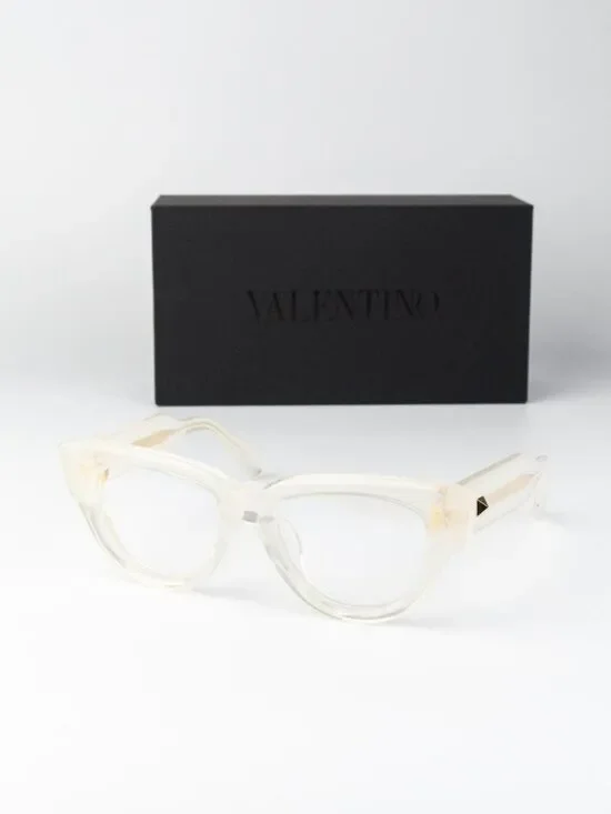 Valentino Women Eyeglasses Crystal Ivory Cat Eye V-ESSENTIAL - III VLX-125 C