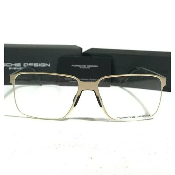 Porsche Design Eyeglasses Frames P8313 B Matte Gold Black Square 57-15-145