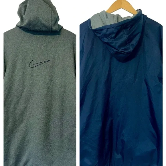 Vtg Nike Reversible‎ Jacket Sz SM Blue Gray Insulated 90s Full Zip Swoosh Y2K