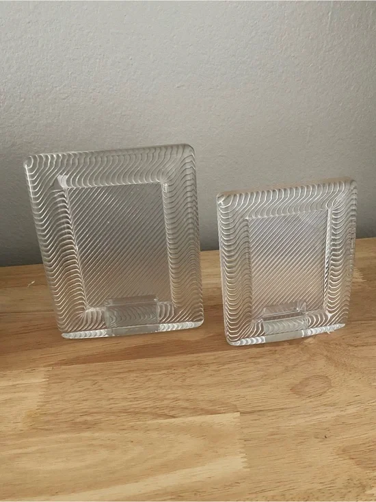 Mikasa Clear Glass Textured Photo Frame Pair