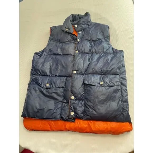 Mohawk Vintage Blue Orange Nylon Reversible Vest Size Small