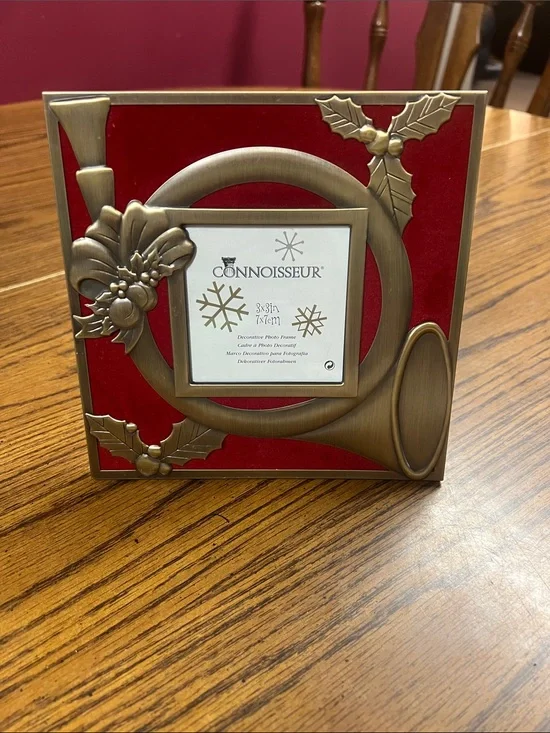 Red and Antique Gold Holiday Picture Frame
