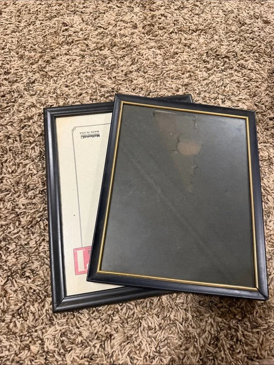 Antique Set of 2 Black Picture Frames with Gold Trim 8x10