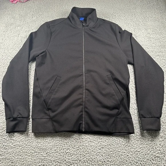 Kit and Ace Track Jacket Men's Large Black Full Zip Activewear Performance Logo‎