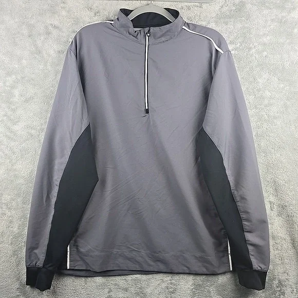FootJoy FJ Golf Pullover Shirt 1/2 Zip Men Large Gray Performance Stretch Pocket
