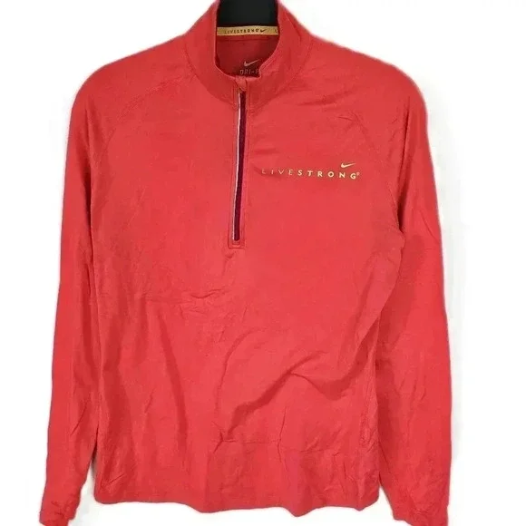 NIKE Red‎ Sports Jumper XL Mens Dri-Fit Pullover Half Zip Outdoors Outerwear