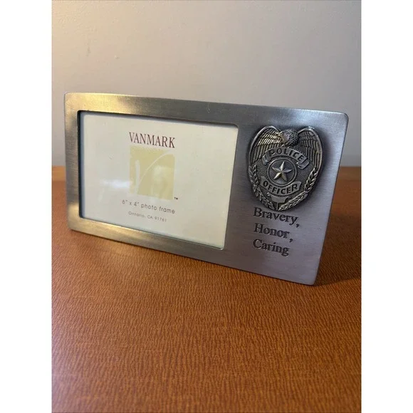 Vtg Vanmark Police Officer Photo Frame Holds 6