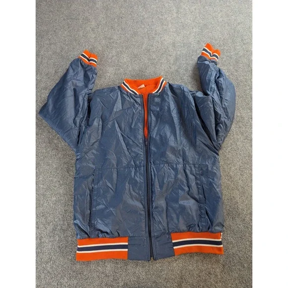 Vintage Russell Athletic Jacket Size L Blue Orange Nylon Full Zip Made In USA