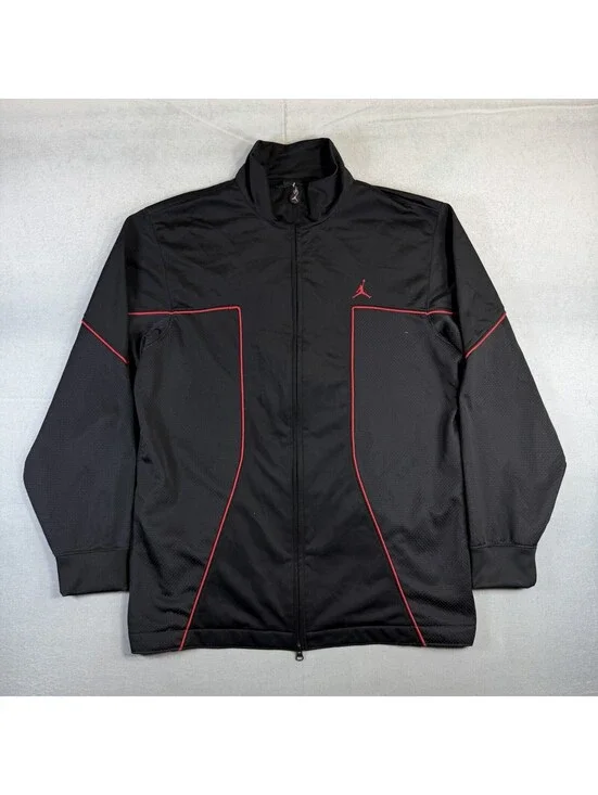 Vintage Air Jordan Track Jacket Mens Large Black Red Bred Jumpman Full Zip Y2K