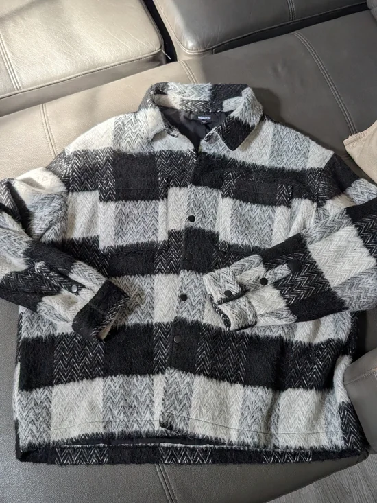 Fashion Nova Black & White Plaid Shacket