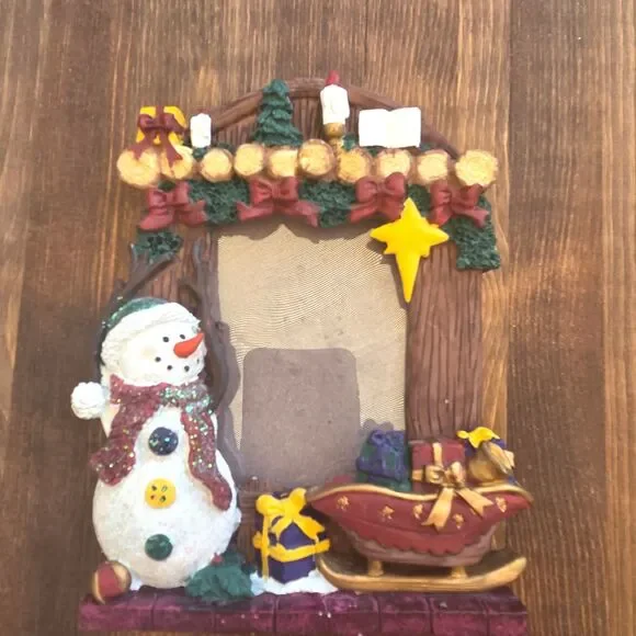 Vintage Christmas Snowman Picture Frame 3x5 Holiday Photo Frame Decor
