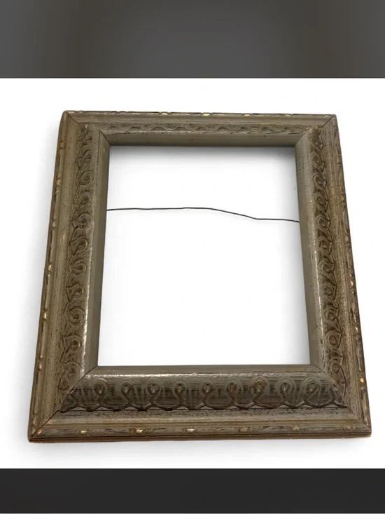 Vintage 9x10  Ornate Wooden Picture Frame in Distressed paint