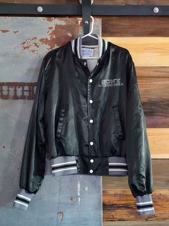 Vintage - Sony Autosound Systems Snap-Up Satin Jacket 1990s