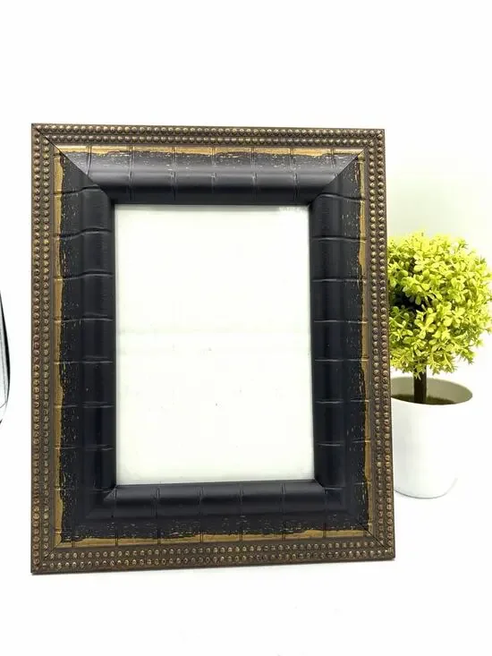 Black & Gold Faux Bamboo Picture Frame with Beaded Trim, 5x7
