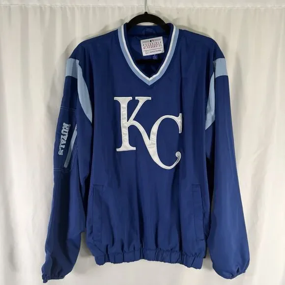Kansas City Royals Windbreaker Men's Medium Blue Vneck Pullover GIII Carl Banks